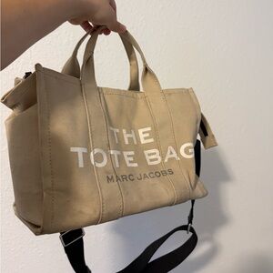 Marc Jacobs Beige Canvas Tote with Black Strap